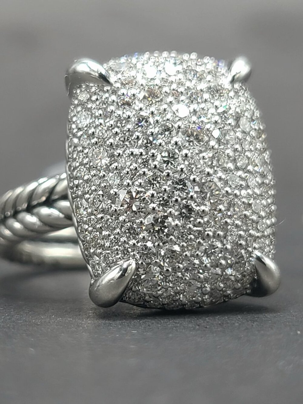 NWT David Yurman Chatelaine Elongated Ring in Sterling Silver w/ Diamonds - Sz 7 - Picture 3 of 12